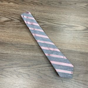 WRK Grey w/ Pink & White Stripe Skinny Tie